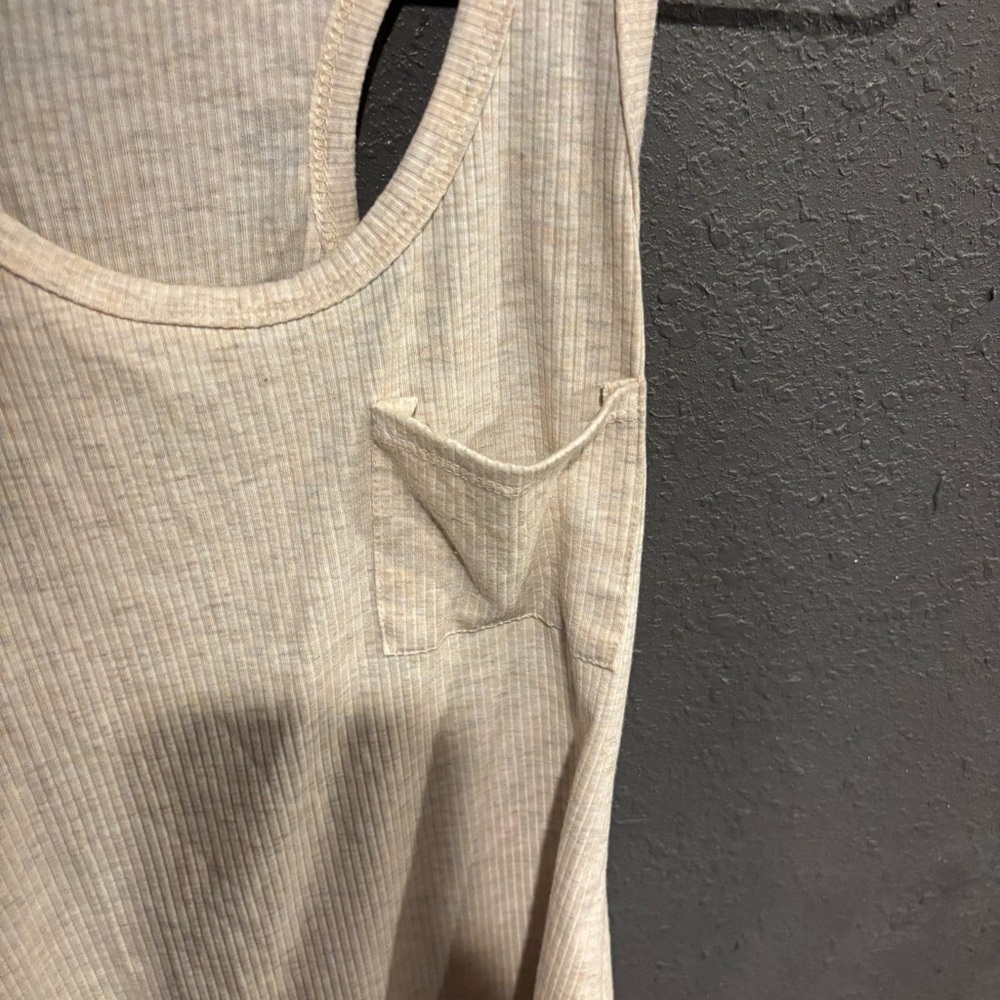 Pink Lily Beige Ribbed Tank Top - Picture 4 of 4